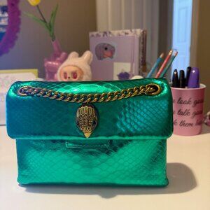 Kurt Geiger Metallic Green Kensington Crossbody Bag with Gold Chain